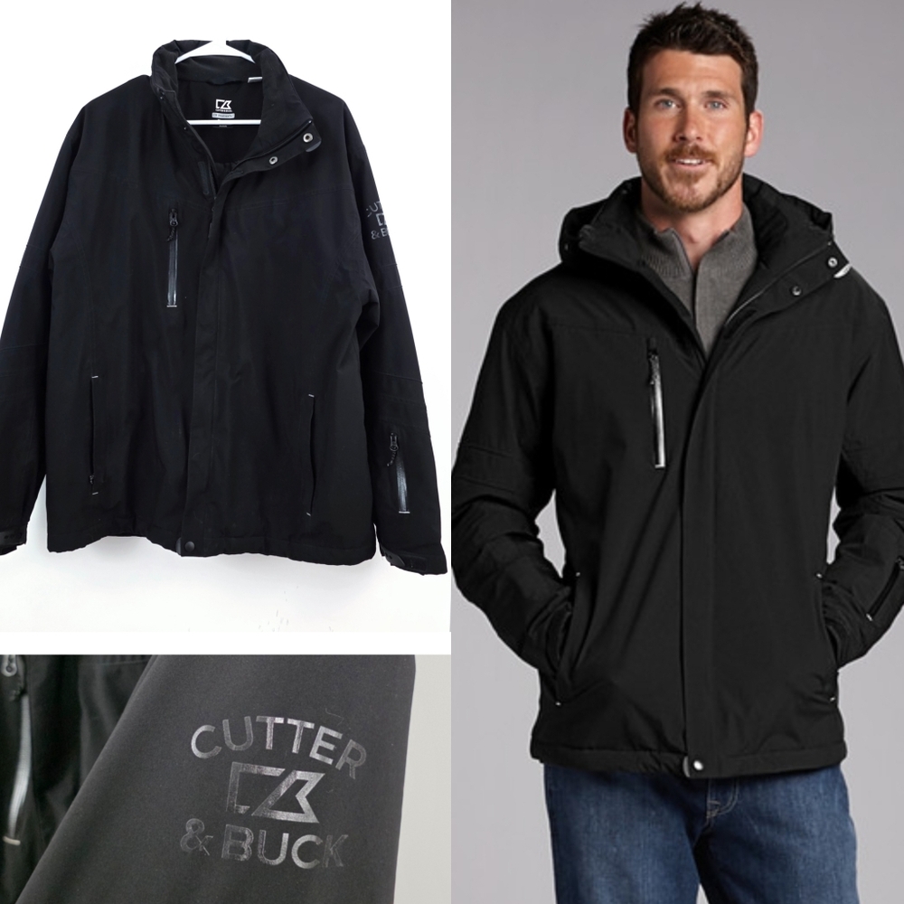 Cutter & Buck WeatherTec Sanders Jaclet Black Winter Water Resistent Large Mens